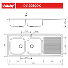 Lavaplato Sobreponer Combinacion 1200X500 Derecho con rebalse 3