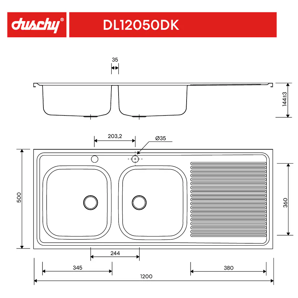 Lavaplato Sobreponer Combinacion 1200X500 Derecho con rebalse 3
