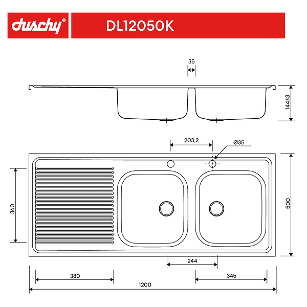 Lavaplato Sobreponer Combinacion 1200X500 Izquierdo con rebalse 3