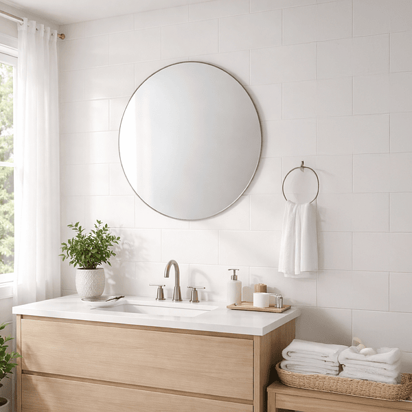 Espejo redondo 80 cm con bisel para Baño  4