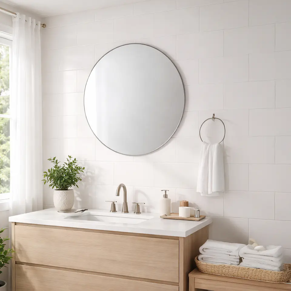 Espejo redondo 80 cm con bisel para Baño  4