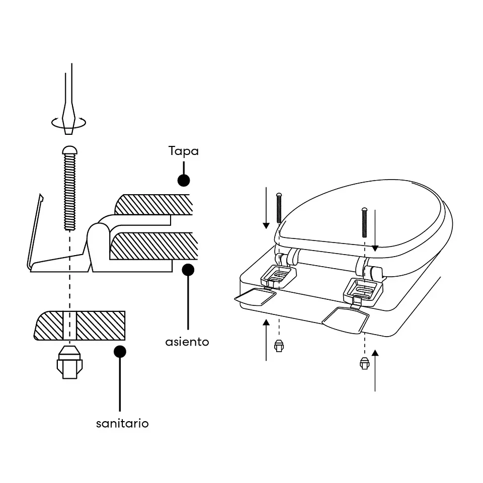 Asiento WC de Madera redondo con bisagra plástica 4