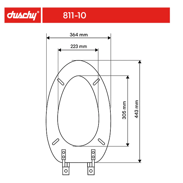 Asiento WC de Madera Elongado con bisagra plástica 5