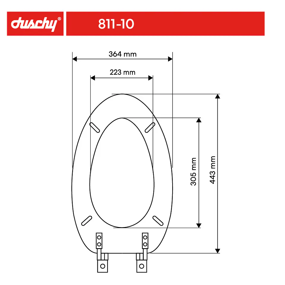 Asiento WC de Madera Elongado con bisagra plástica 5