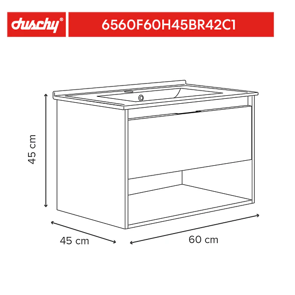 Mueble Vanitorio 60X45X45 cm Gris Oak BR42 Boras 5