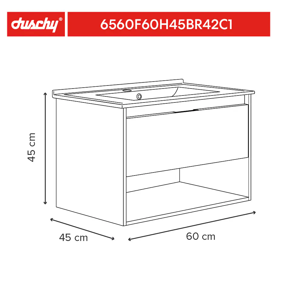 Mueble Vanitorio 60X45X45 cm Gris Oak BR42 Boras 5