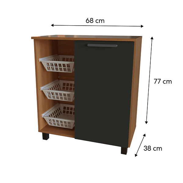 Mueble multi uso con frutero y 1 puerta 68x77x38 cm Gris Fika 3