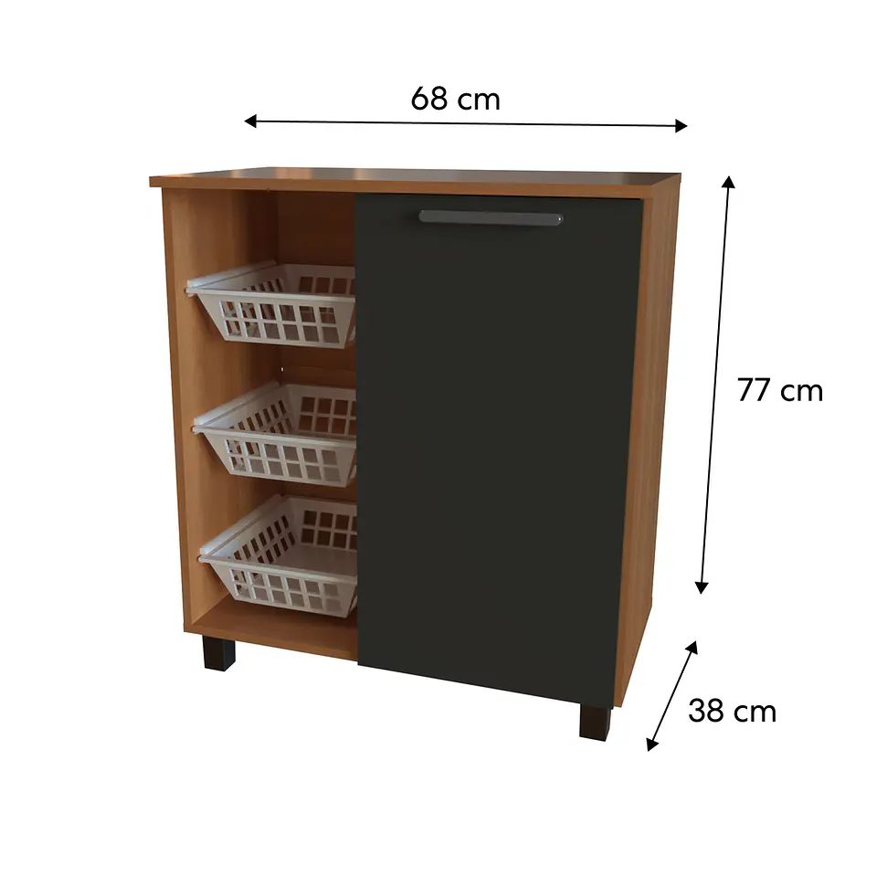Mueble multi uso con frutero y 1 puerta 68x77x38 cm Gris Fika 3