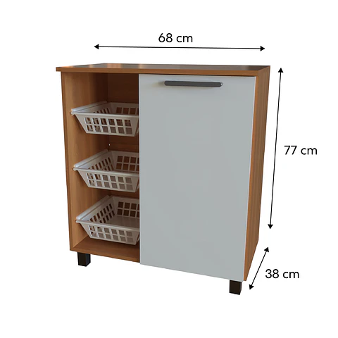 Mueble multi uso con frutero y 1 puerta 68x38x77 cm blanco Fika