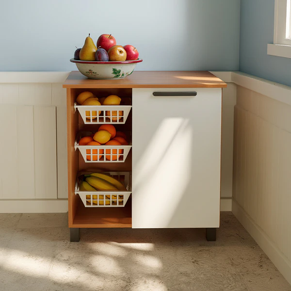 Mueble multi uso con frutero y 1 puerta 68x77x38 cm blanco Fika 3