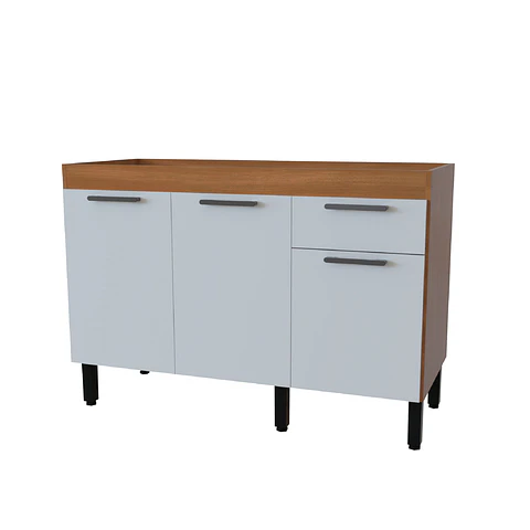 Mueble base sin cubierta 3 puertas 1 cajon 120x49.5x84 cm blanco Fika