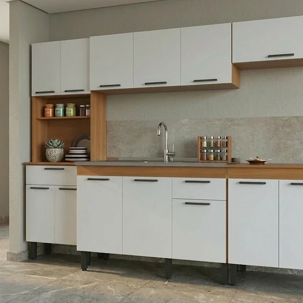 Mueble base sin cubierta 3 puertas 1 cajon 120x84x49.5 cm blanco Fika 3