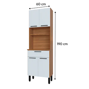Mueble despensa 4 puertas 1 cajón 60x190x36 cm Blanco Firenze