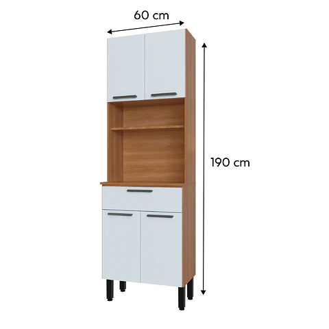 Mueble despensa 4 puertas 1 cajón 60x190x36 cm Blanco Firenze
