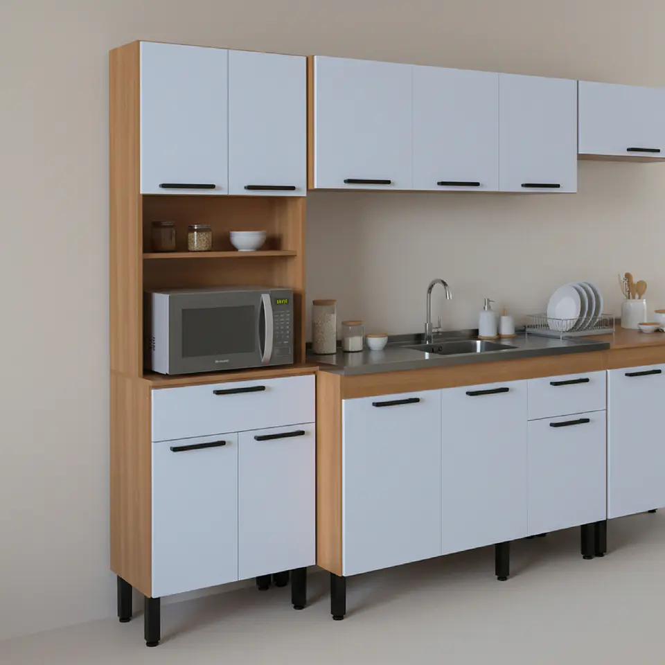 Mueble despensa 4 puertas 1 cajón 60x190x36 cm Blanco Firenze 3