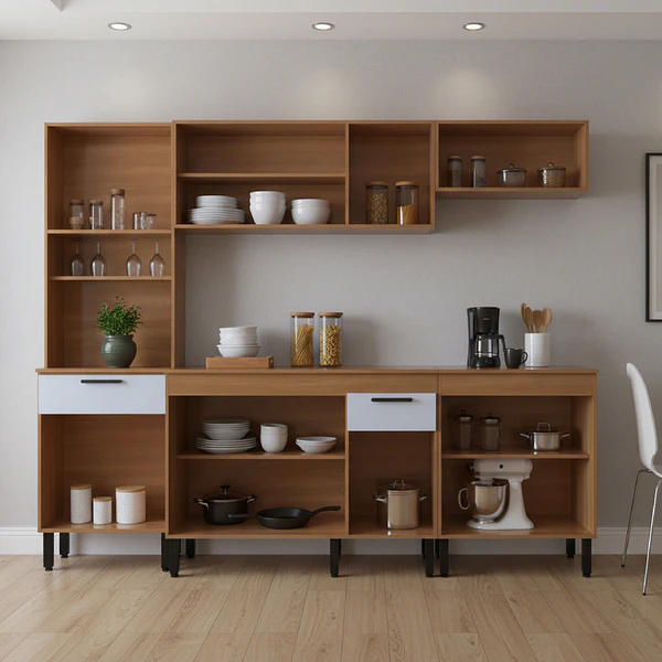 Mueble despensa 4 puertas 1 cajón 60x190x36 cm Blanco Firenze 4