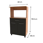 Mueble Multiuso 2 puertas 1 cajón 68x118.5x38 cm para Microondas Gris Fika 2