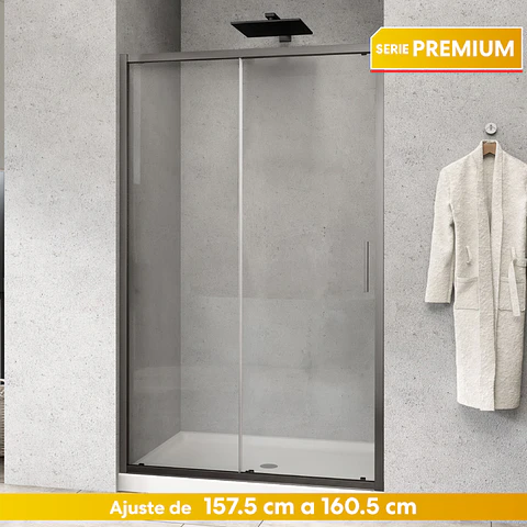 Mampara corredera frontal PREMIUM Gun Metal 160X190 cm