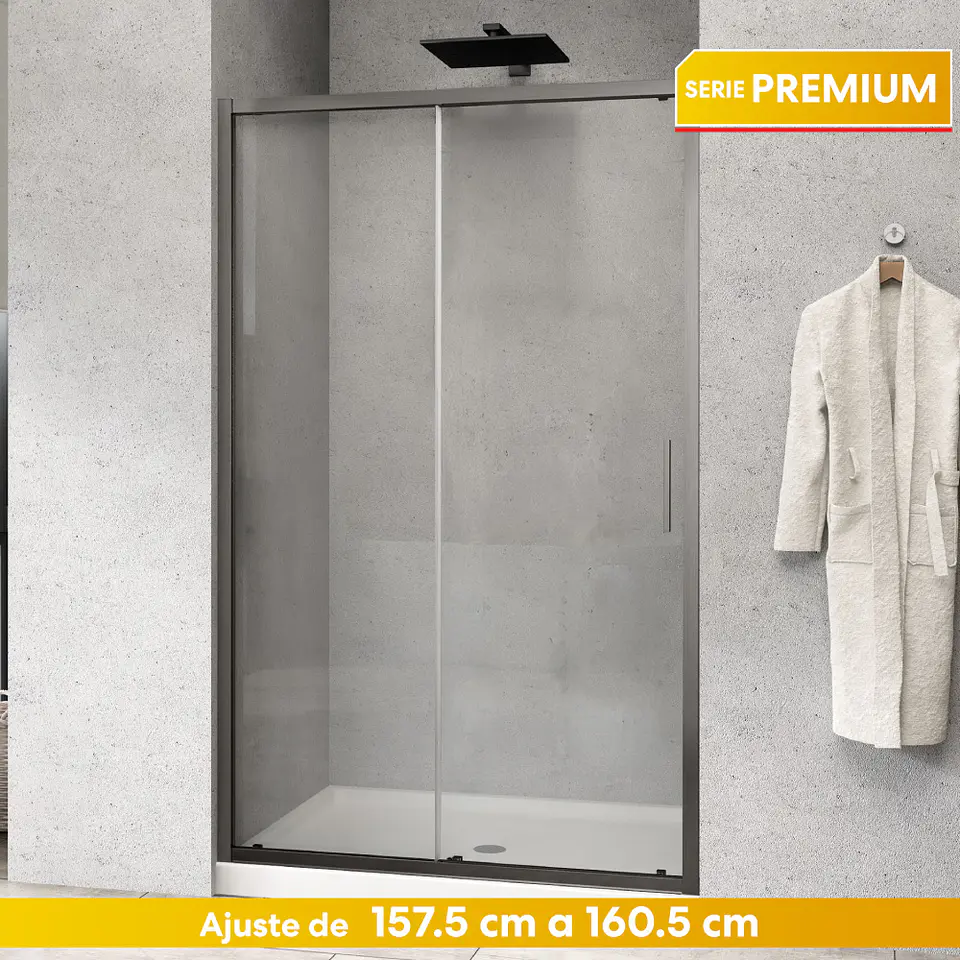 Mampara corredera frontal PREMIUM Gun Metal 160X190 cm 1