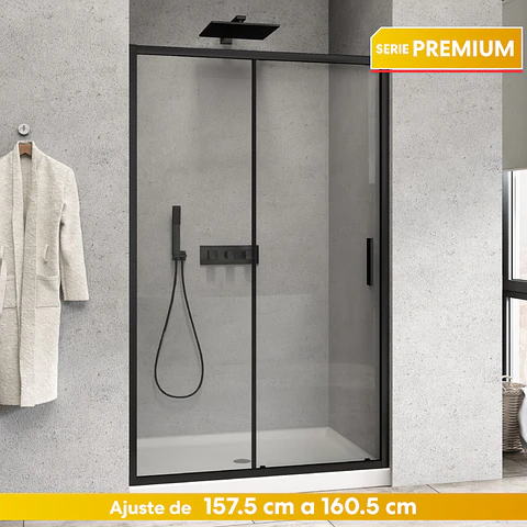 Mampara corredera Frontal 160x190 cm Matte Black Premium