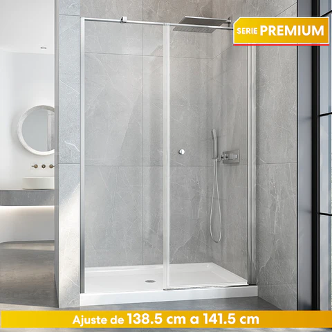 Set Mampara Abatible con Hoja Fija para cierre de 140x190 cm 6 mm espesor