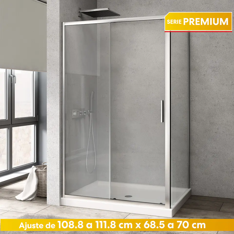 Set Mampara Corredera para cierre esquina 110x70x190 cm 6 mm espesor 1