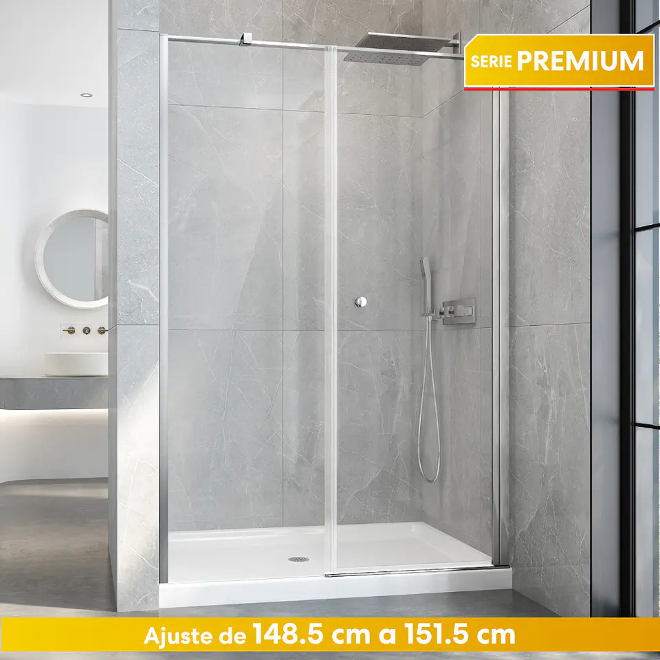 Set Mampara Abatible con Hoja Fija para cierre de 150x190 cm 6 mm espesor 1