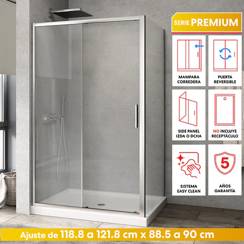 Set Mampara Corredera para cierre esquina 120x90x190 cm 6 mm espesor