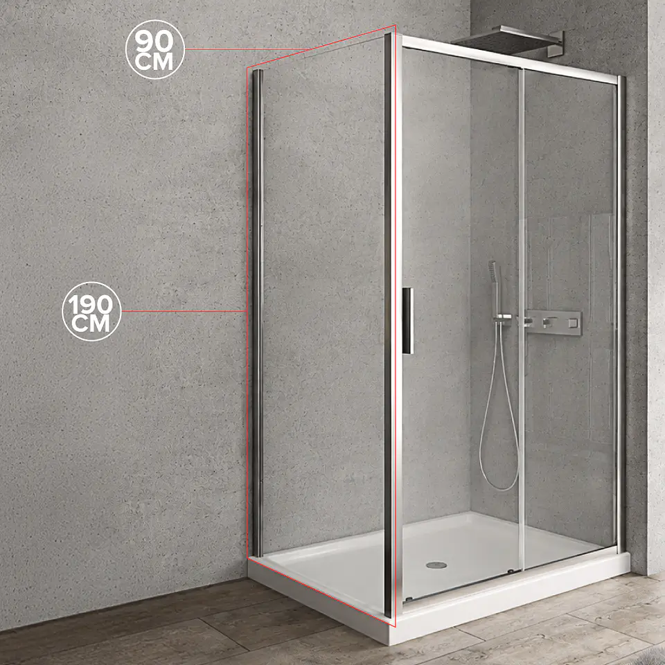 Set Mampara Corredera para cierre esquina 140x90x190 cm 6 mm espesor 3