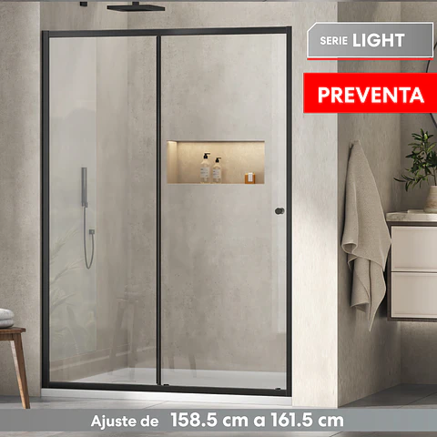 [PREVENTA] Mampara Corredera Frontal 160x190 cm Matte Black LIGHT