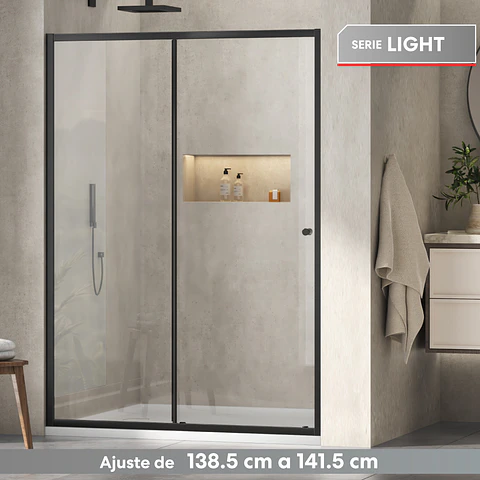 Mampara Corredera Frontal 140x190 cm Matte Black LIGHT