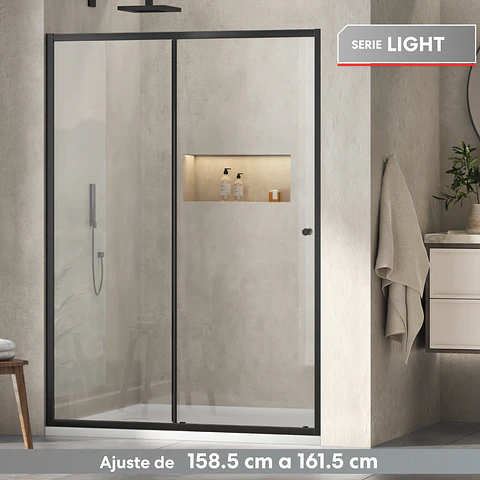Mampara Corredera Frontal 160x190 cm Matte Black LIGHT