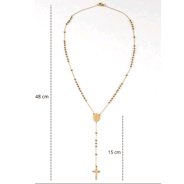 Collar Rosario Religioso de cuentas con Colgante de Cruz y la Virgen  6