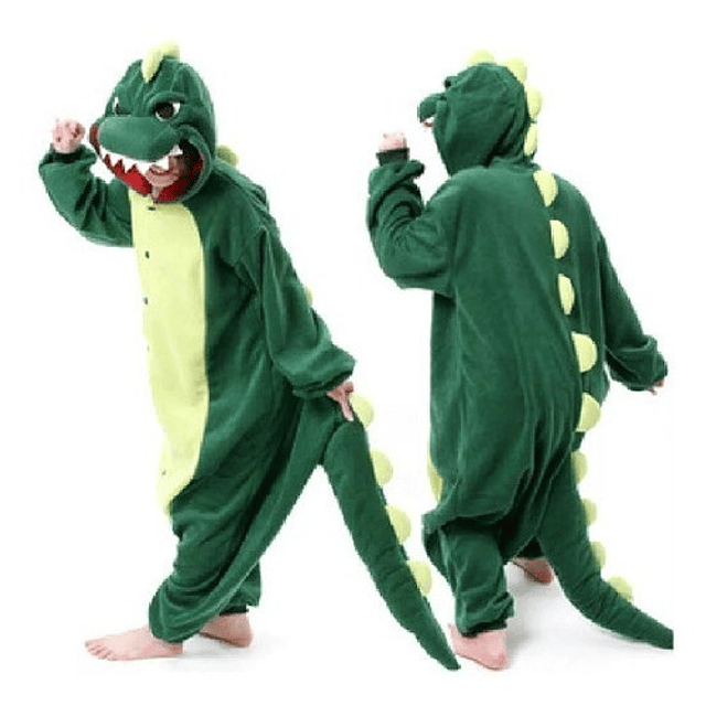 Pijama Enterito De Dinosaurio Verde Para Invierno