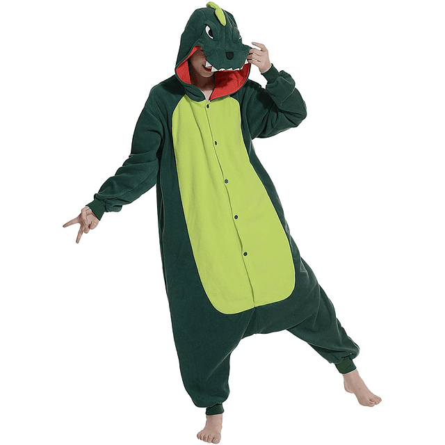Pijama Enterito Dinosaurio Verde Para Invierno