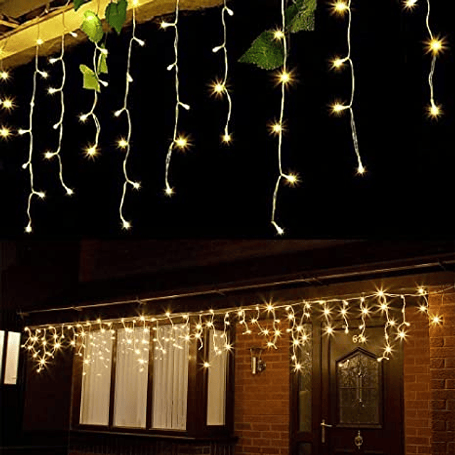 Luz Led Navidad Cascada 100 Luces Blanco Cálido 3,2 Metros