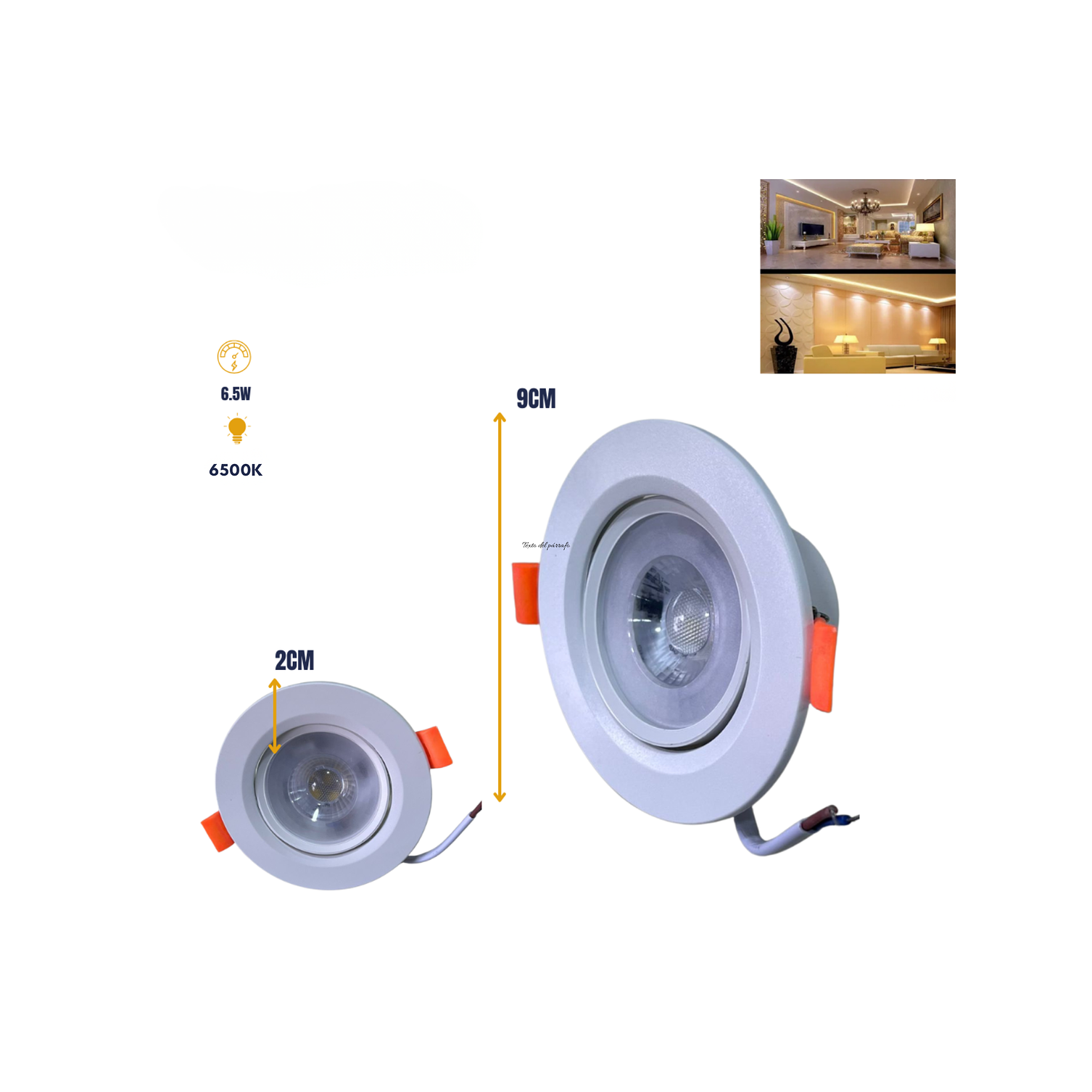 Foco Led Embutido de Techo 6.5W 6500K 2