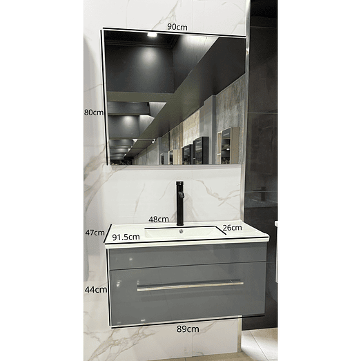 Mueble Vanitorio Con Espejo Gris 2