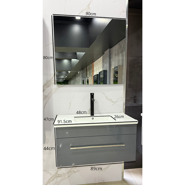 Mueble Vanitorio Con Espejo Gris 2