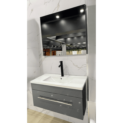 Mueble Vanitorio Con Espejo Gris 4