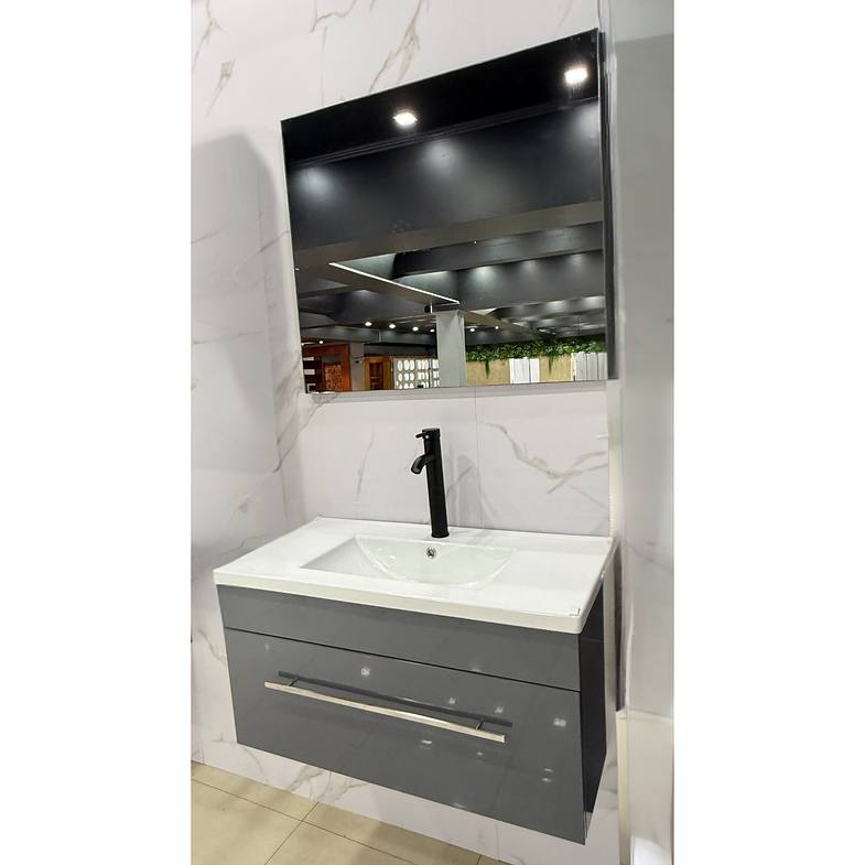 Mueble Vanitorio Con Espejo Gris 4