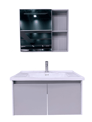 Mueble Vanitorio Con Espejo Led 60cm Gris Claro 