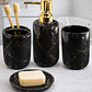 Set Accesorios de Baño 4 Piezas Cerámica Negro Marmoleado – Dispensador y Porta Cepillos - Miniatura 2