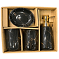 Set Accesorios de Baño 4 Piezas Cerámica Negro Marmoleado – Dispensador y Porta Cepillos - Miniatura 3