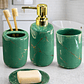  Set Accesorios De Baño 4 Piezas Cerámica Verde Marmoleado 400ML - Miniatura 2