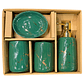  Set Accesorios De Baño 4 Piezas Cerámica Verde Marmoleado 400ML - Miniatura 3