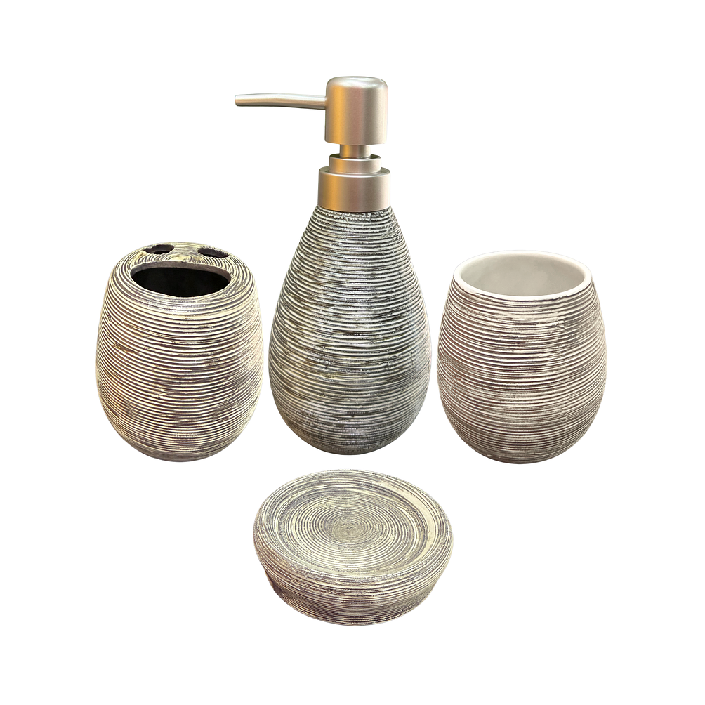 Set Accesorios De Baño 4 Piezas Cerámica Gris 380ML 1