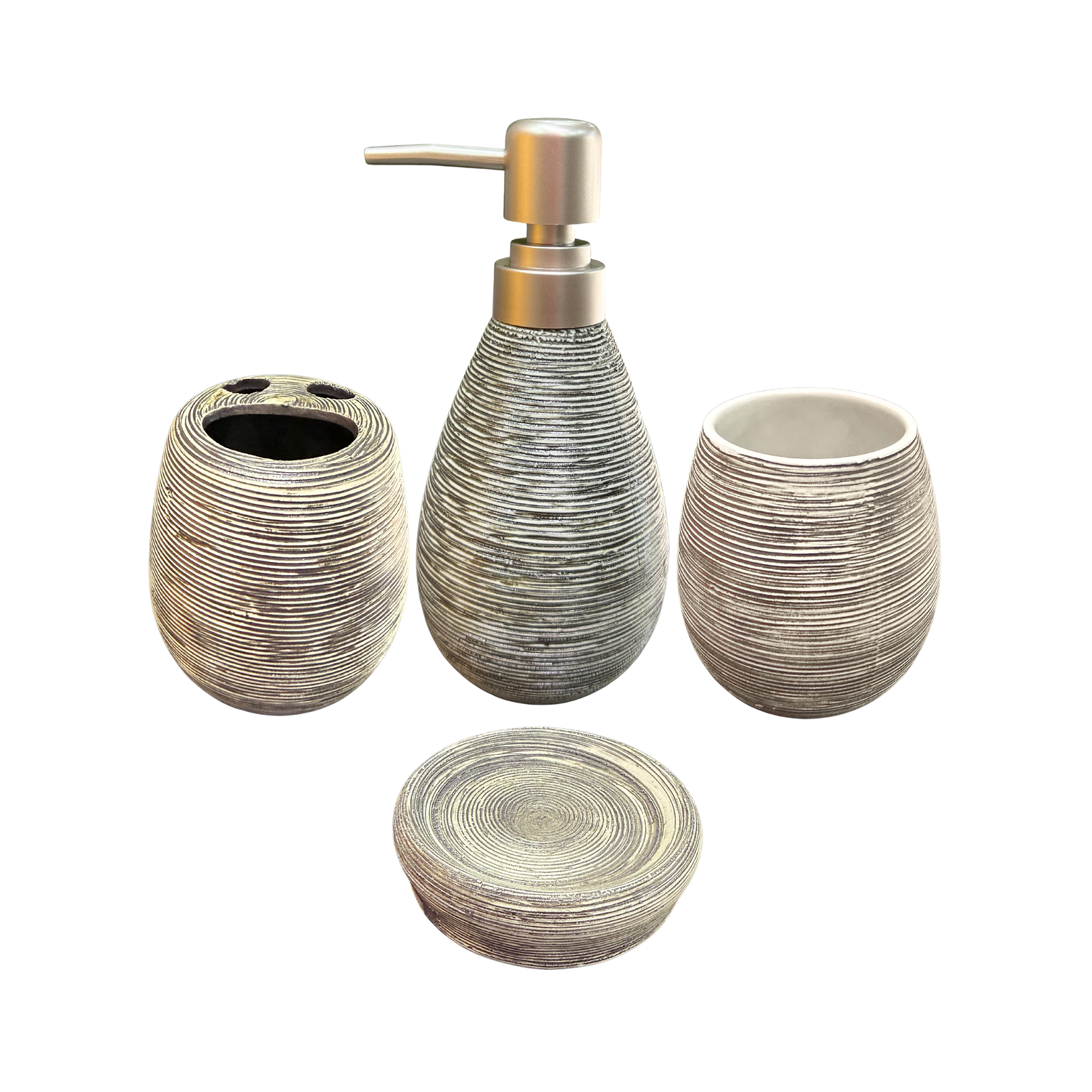 Set Accesorios De Baño 4 Piezas Cerámica Gris 380ML 1