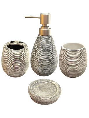 Set Accesorios De Baño 4 Piezas Cerámica Gris 380ML