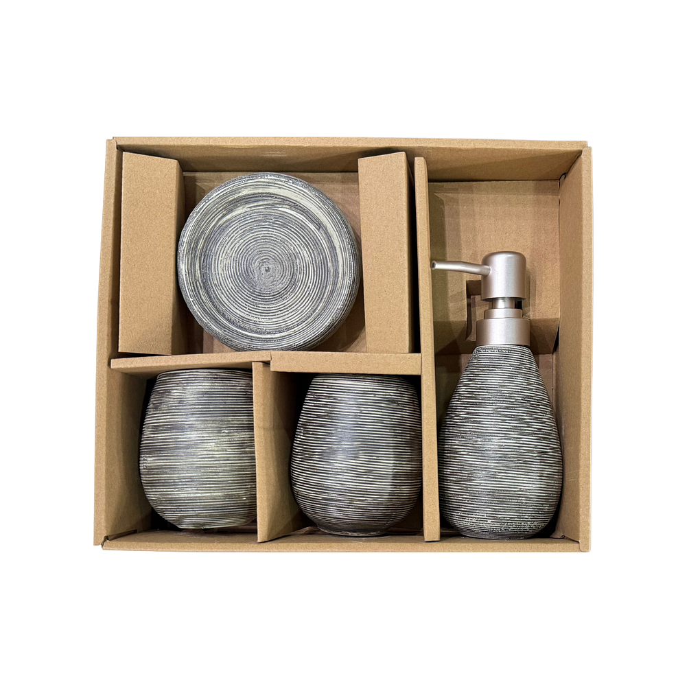 Set Accesorios De Baño 4 Piezas Cerámica Gris 380ML 3